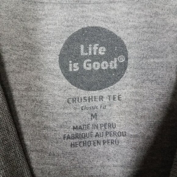 Life Is Good Crusher Tee Shirt Adult Medium Gray Truck Outdoors Casual Crewneck - Picture 8 of 9